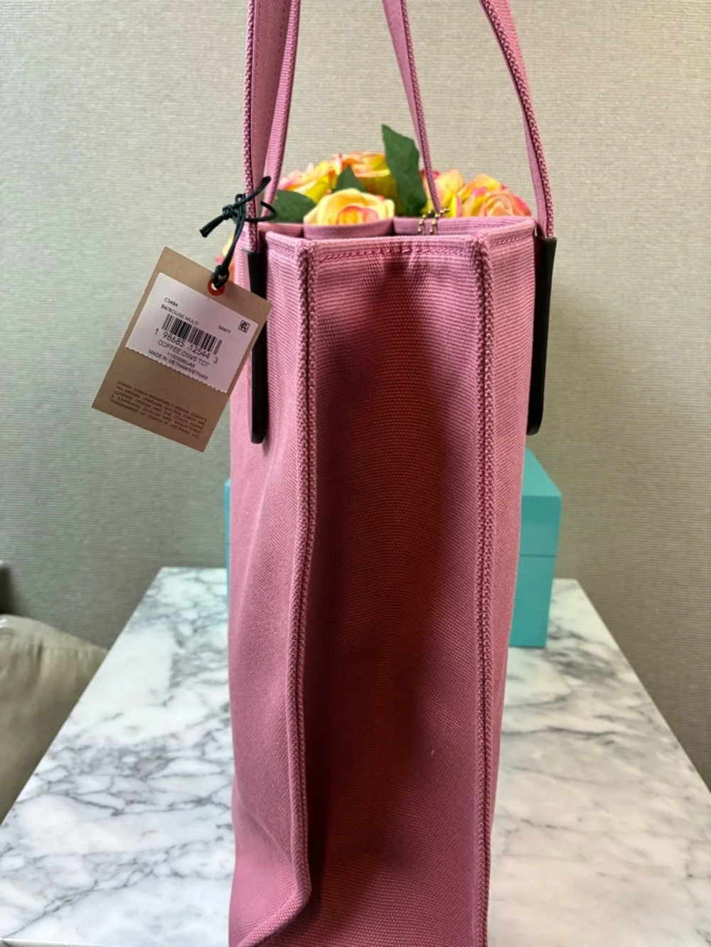 Coach Coffee Shop Lil Miss Jo Rouge Pink Canvas Tote Bag - NWT HTF Novelty - Picture 3 of 6